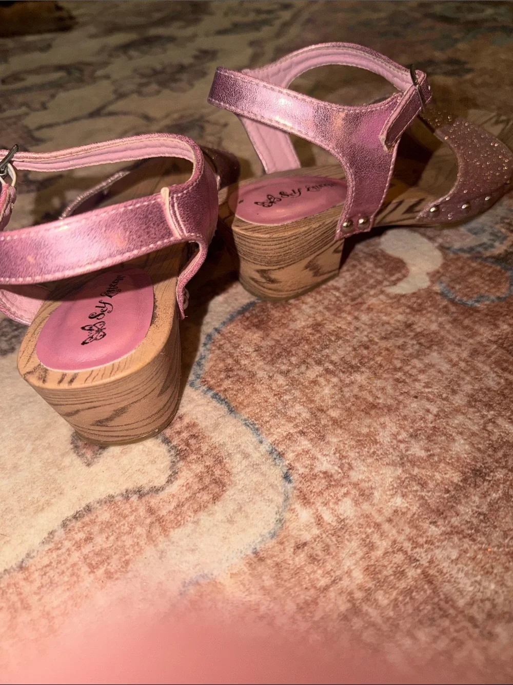 Self Esteem Glitter Pink Kids Dress Sandals